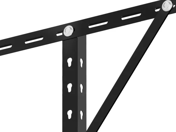 steel frame structure of VEVOR overhead garage storage rack with adjustable mounting holes and bolts.