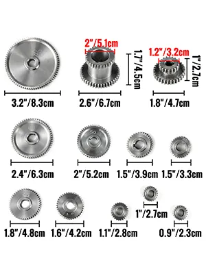 Juego de engranajes de mini torno VEVOR con varias dimensiones y tamaños de dientes.