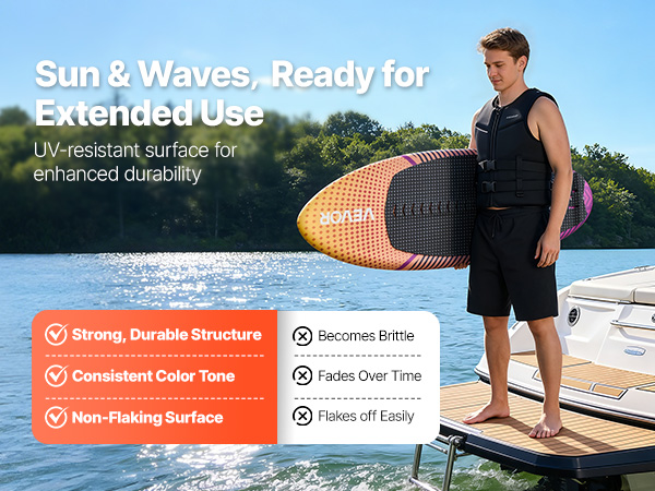 VEVOR Wake Surfing Board – 63 in, EPS Core, 3 Fins