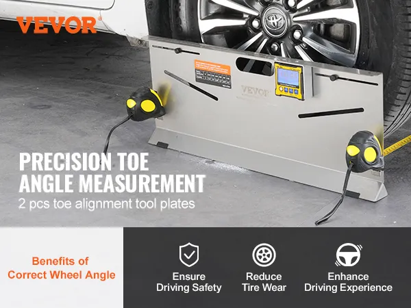 Herramienta de alineación de ruedas VEVOR con medidor de inclinación digital para mediciones precisas de convergencia, avance y caída.