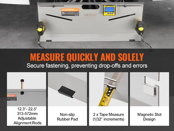 Herramienta de alineación de ruedas VEVOR con varillas de alineación ajustables, almohadilla de goma antideslizante y diseño de ranura magnética.