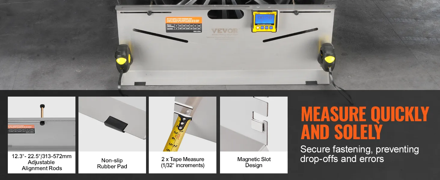 Herramienta de alineación de ruedas VEVOR con varillas de alineación ajustables, almohadilla de goma antideslizante y diseño de ranura magnética.