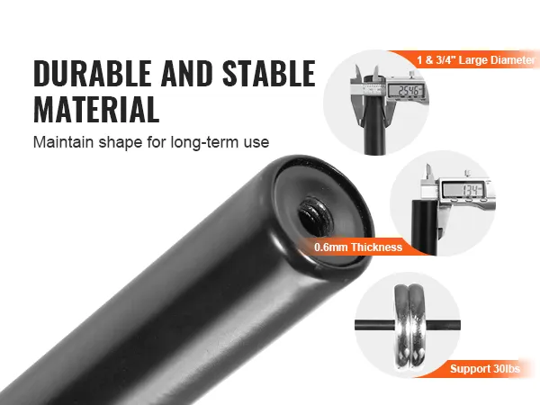 durable VEVOR curtain rods with 1.75" diameter, 0.6mm thickness, supporting 30lbs for long-term use.