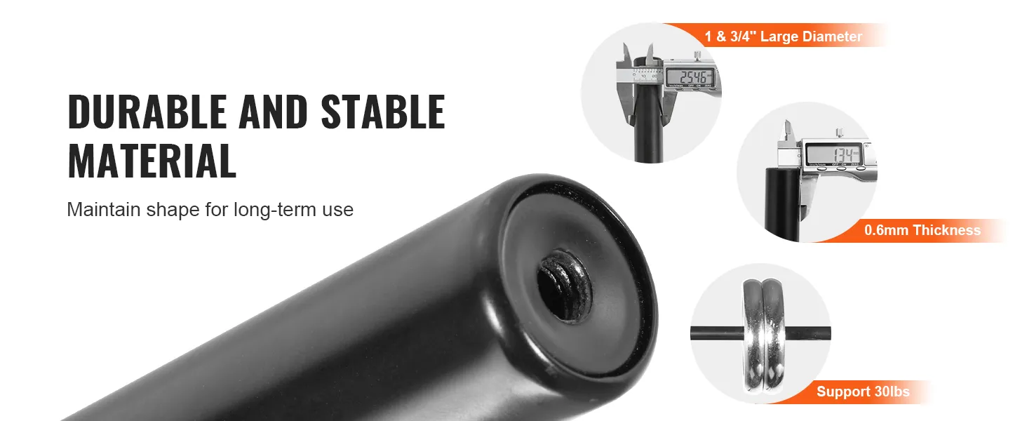 durable VEVOR curtain rods with 1.75" diameter, 0.6mm thickness, supporting 30lbs for long-term use.