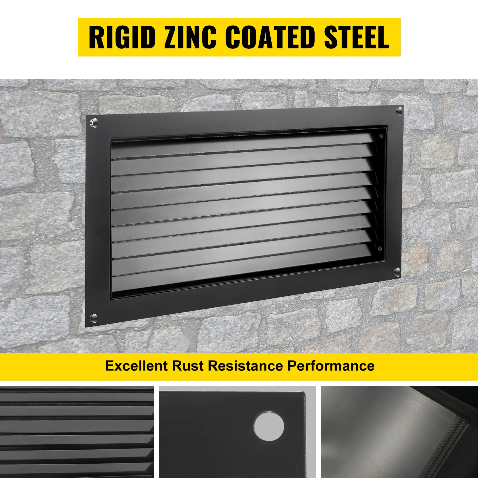 VEVOR-Fundamentflutungsventil aus robustem, verzinktem Stahl mit Rostschutzeigenschaften.