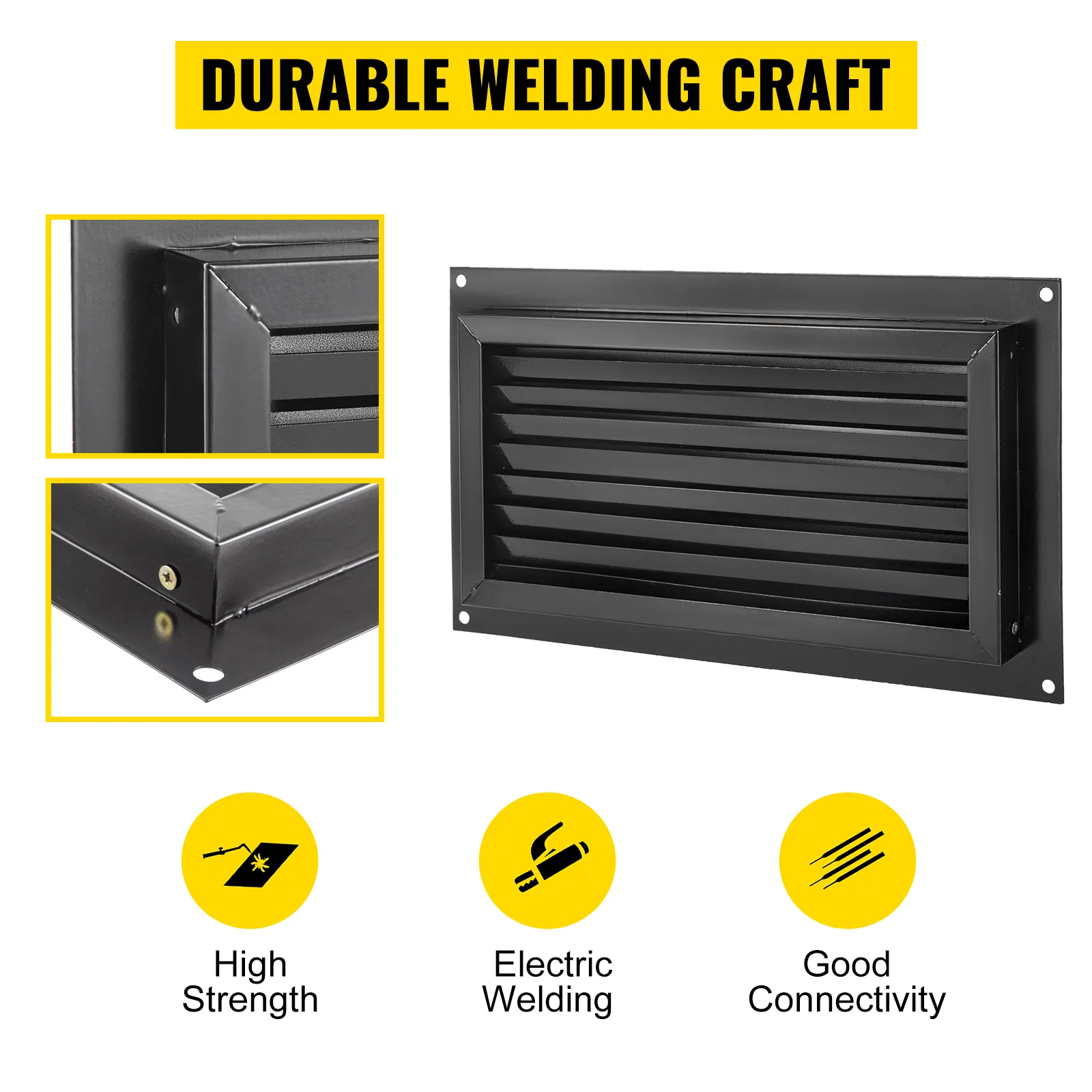 VEVOR flood vent showcasing durable welding craft with high strength, electric welding, and good connectivity.