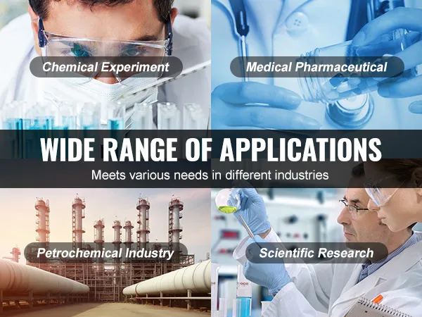Toepassingen van de VEVOR magnetische roerder met verwarmingsplaat: chemische experimenten, medisch, petrochemisch, onderzoek.
