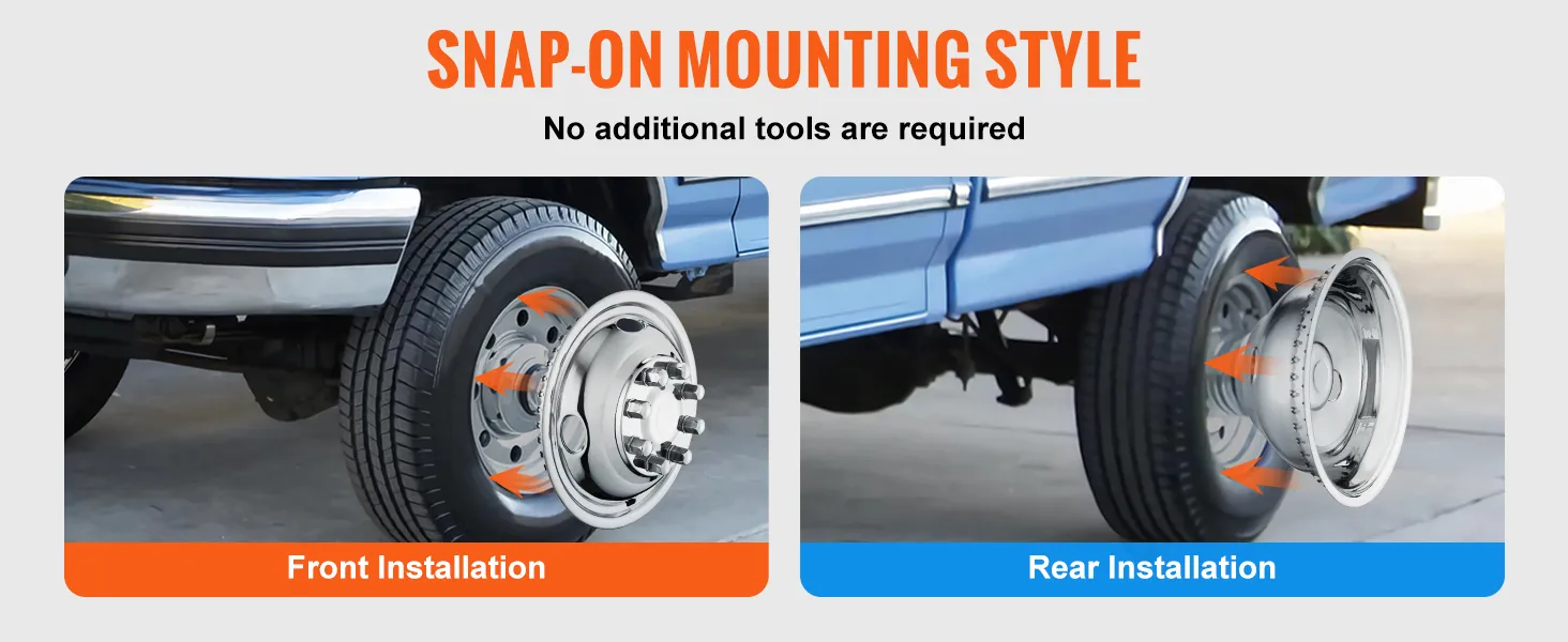 snap-on mounting style for VEVOR wheel simulators f350. no tools required. front and rear installation.
