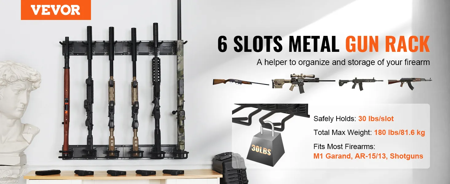 VEVOR-Waffenständer mit 6 Fächern für Gewehre und Schrotflinten, passend für M1 Garand, AR-15 und Schrotflinten.
