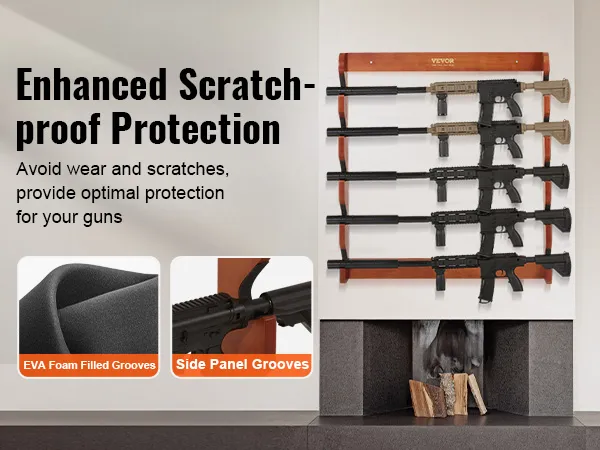 VEVOR gun rack with eva foam and side panel grooves for enhanced scratch-proof protection.