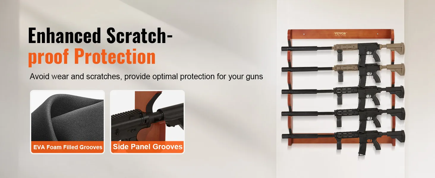 VEVOR gun rack with eva foam and side panel grooves for enhanced scratch-proof protection.