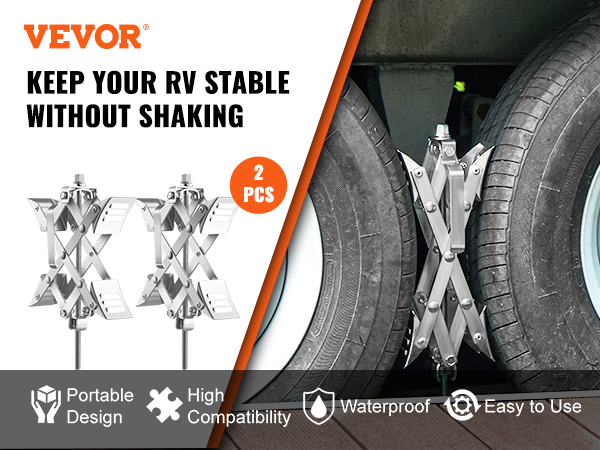RVPNR RV Wheel Chock Stabilizers,Camper Heavy Duty Tire Chock Stabilizers,Travel Trailers Wheel Chock Scissor 2 Sets with Ratchet,hex Socket,G並行輸入 : RVPNR Camper Wheel Chock Stabilizer, RV X Chocks Wheel