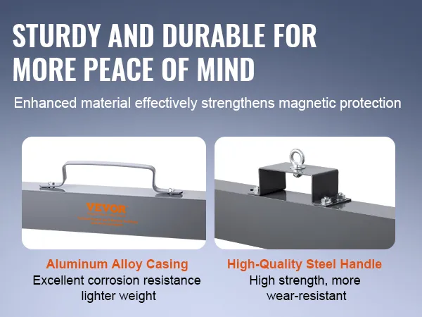 VEVOR magnetic sweeper with high-quality steel handle and aluminum alloy casing.