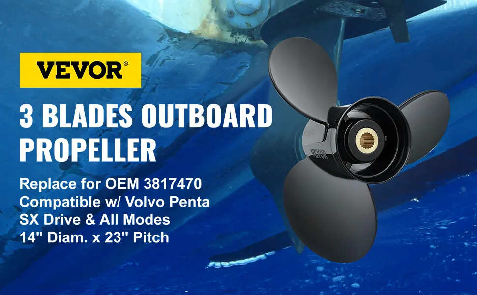 Hélice fueraborda de 3 palas VEVOR, 14" de diámetro x 23" de paso, compatible con motor Volvo Penta SX.