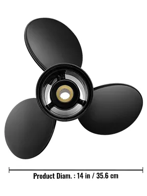 Hélice fueraborda VEVOR negra de tres palas y 14 pulgadas / 35,6 cm de diámetro.