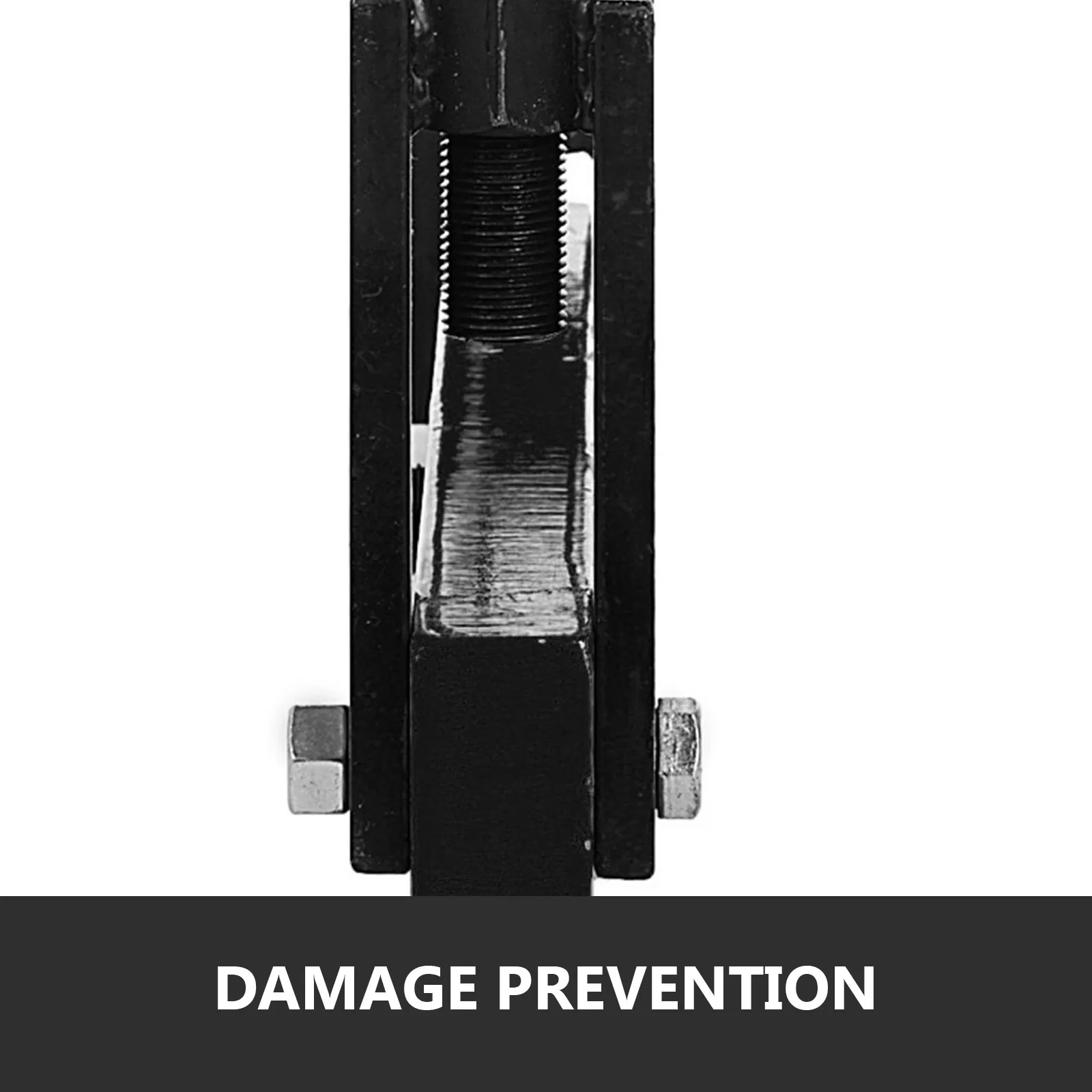 Primer plano de la herramienta de eje VEVOR dana con pernos y tornillos resistentes para prevenir daños.