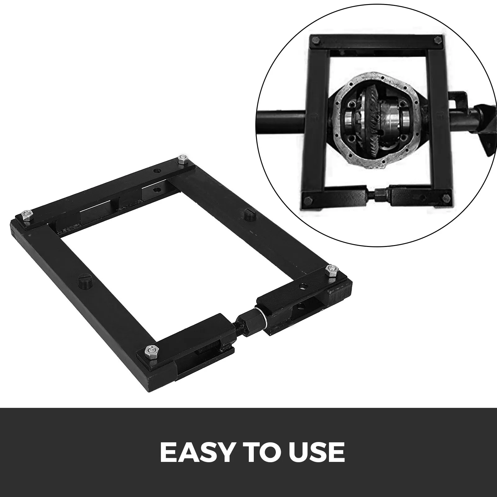 Herramienta de eje VEVOR dana con herramienta diferencial, que muestra una base de marco negro. Fácil de usar.