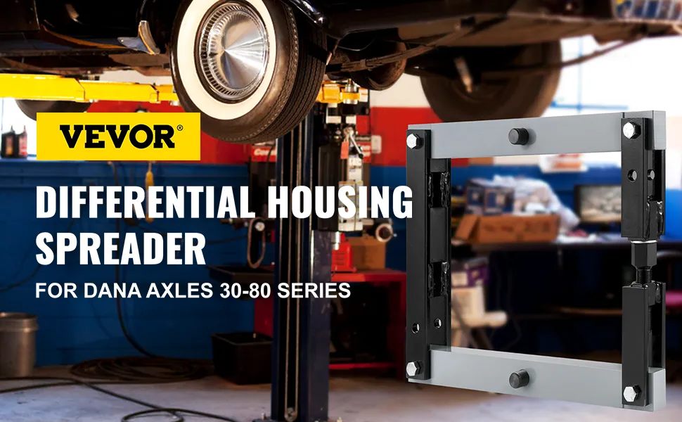 Separador de carcasa diferencial VEVOR para ejes Dana serie 30-80 en una configuración de garaje.
