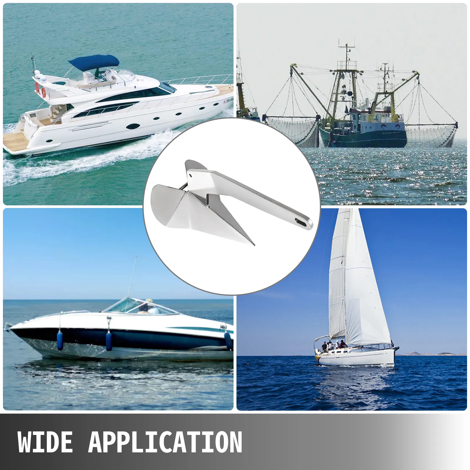 Yate, barco de pesca, lancha rápida, velero con ancla de barco estilo delta VEVOR. Amplia aplicación.