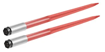 VEVOR hay spear with red tines and silver mounting tips.