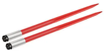 lancia da fieno VEVOR rossa con punte nere, progettata per sollevamenti pesanti.