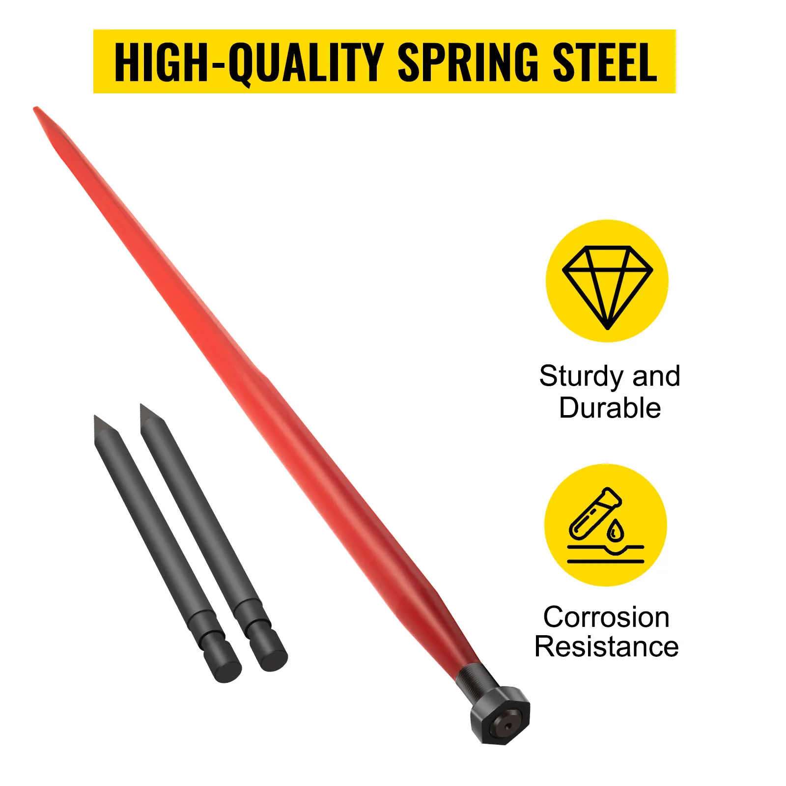 VEVOR hooispeer, hoogwaardig verenstaal, stevig, duurzaam, corrosiebestendig.