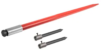 red VEVOR hay spear with two black stabilizer spears on white background.