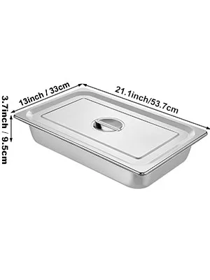 VEVOR stoomtafelpan met deksel, 21,1x13x3,7 inch roestvrij staal.