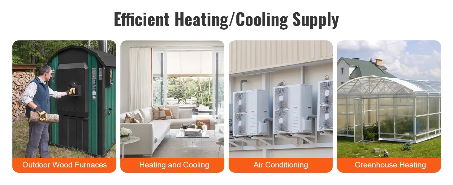 efficient heating and cooling supply with VEVOR heat exchanger for furnaces, ac units, greenhouses.