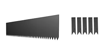 VEVOR steel landscape edging with jagged edge and four accompanying stakes.