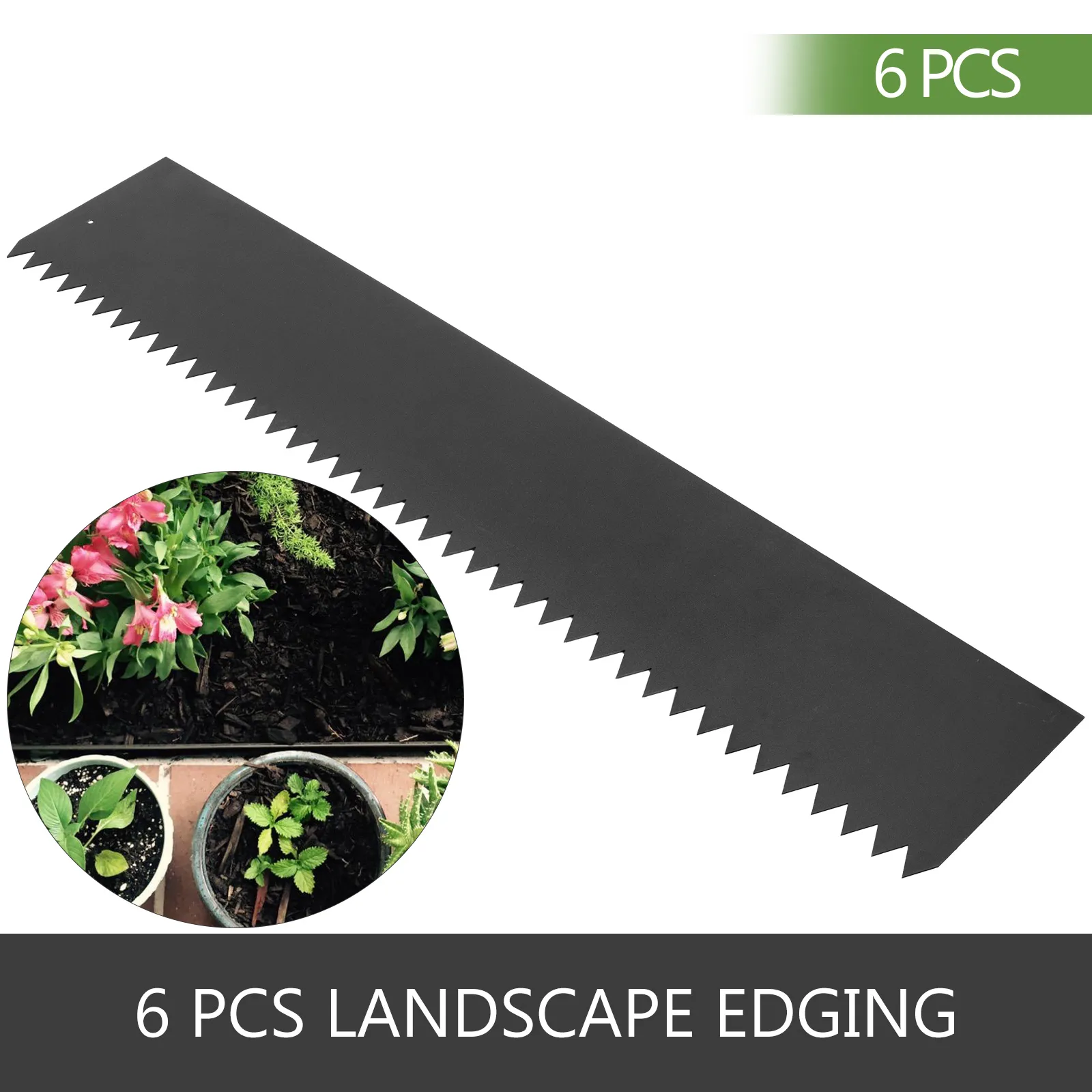 6 pcs VEVOR steel landscape edging with sawtooth design for garden borders.