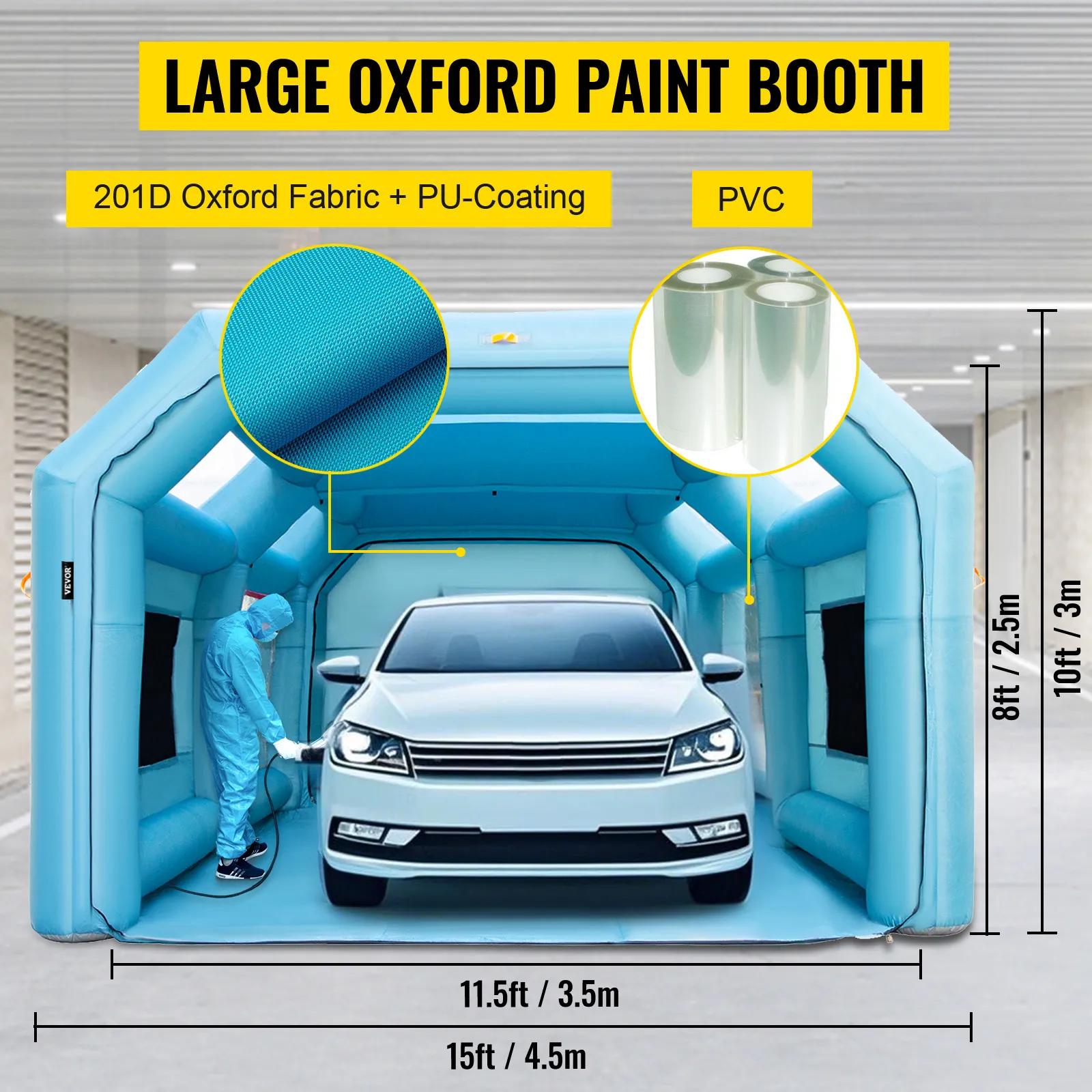 VEVOR Inflatable Paint Booth 26x15x11ft Car Paint Tent Air Filter System For Car Parking Tent Workstation Motorcycle Garage