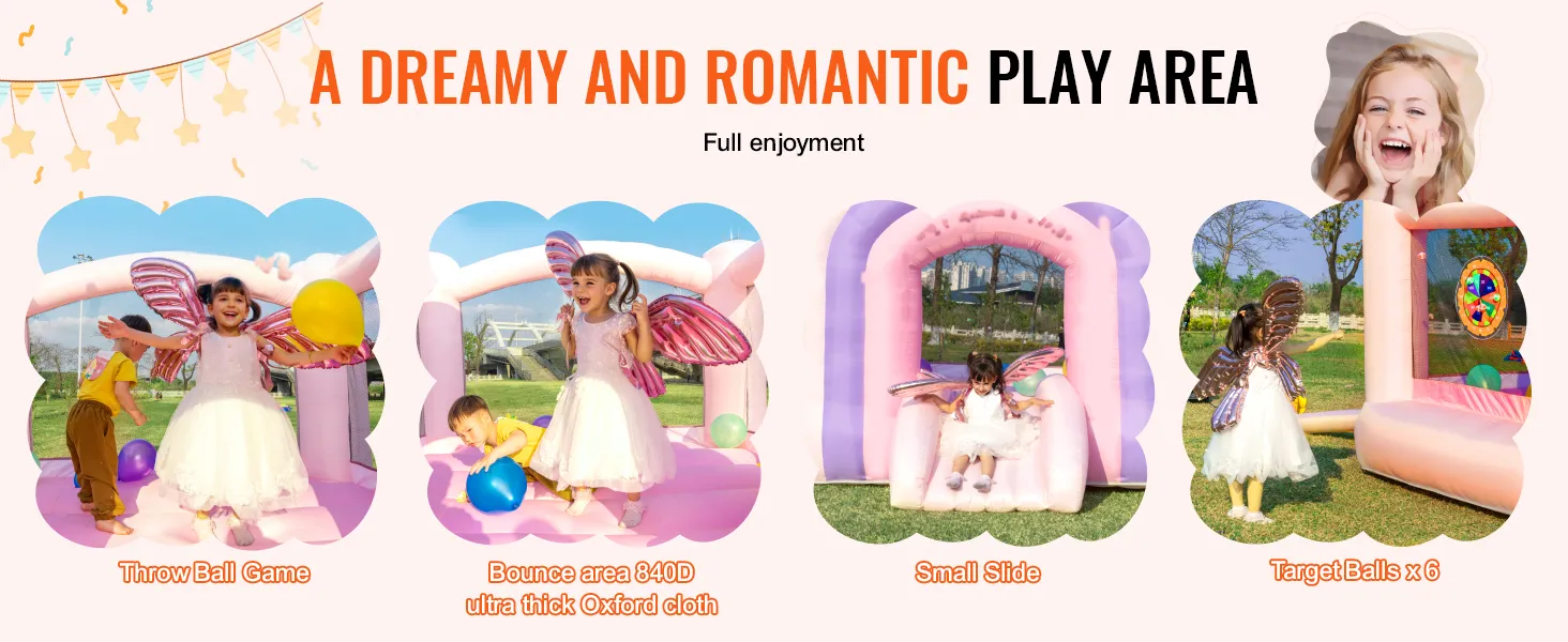 VEVOR-Hüpfburg mit Ballwurfspiel, Hüpfbereich, kleiner Rutsche und Zielbällen für den Spaß der Kinder.