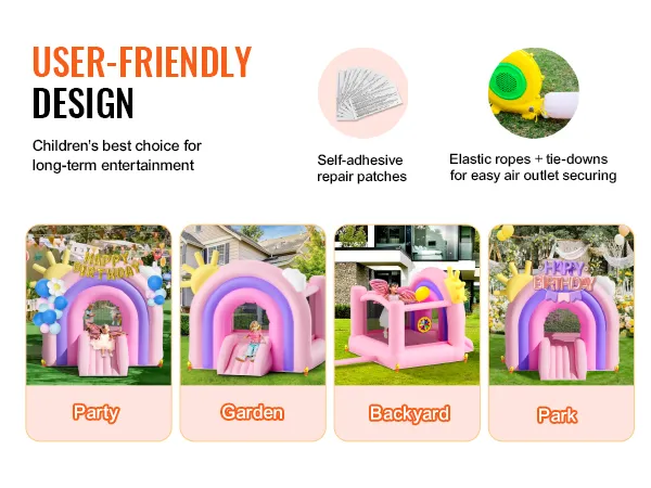 benutzerfreundliches VEVOR-Hüpfhaus für Partys, Gärten, Hinterhöfe und Parks mit elastischen Seilen und Reparaturflicken.