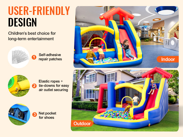 Château Gonflable VEVOR 450x440x203 Cm - Avec Toboggan, Souffleur - Aire De Jeux Enfants 3-10 Ans, Capacité 180 Kg - Pour Jardin, Fêtes - 7