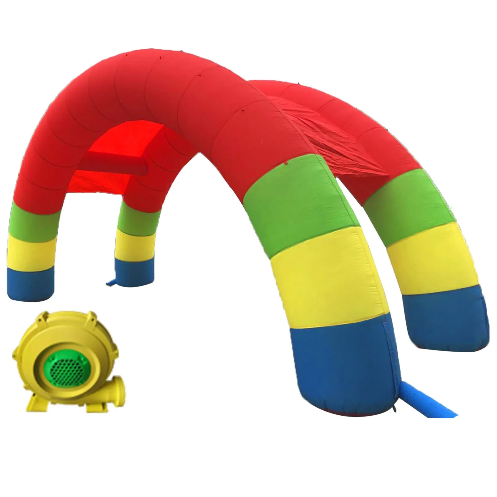 VEVOR inflatable rainbow arch with vibrant red, green, yellow, and blue segments.