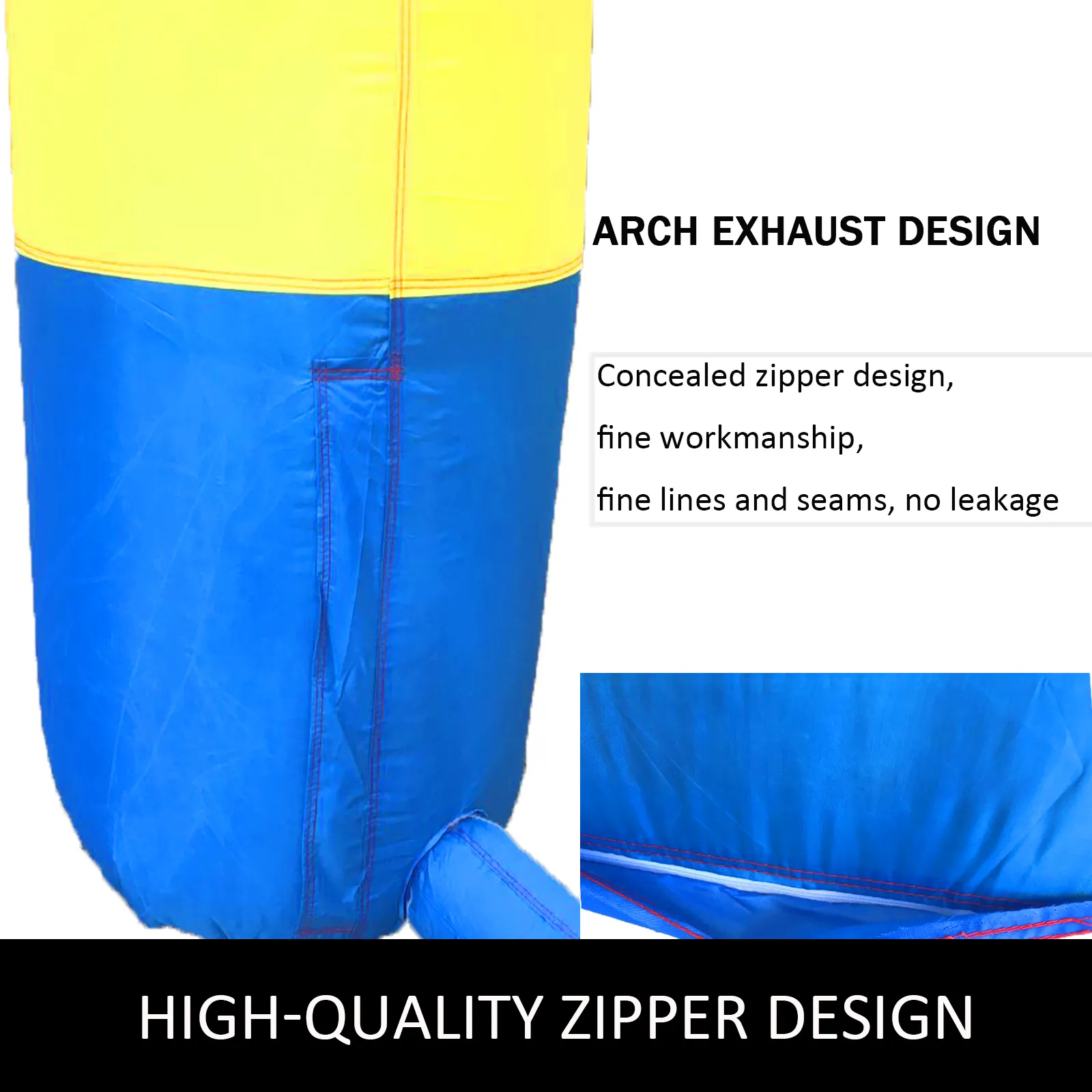 VEVOR inflatable rainbow arch with high-quality concealed zipper design, blue and yellow.