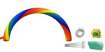 Arco de arcoíris inflable VEVOR con cuerdas incluidas, soplador, estacas y bolsa de transporte.