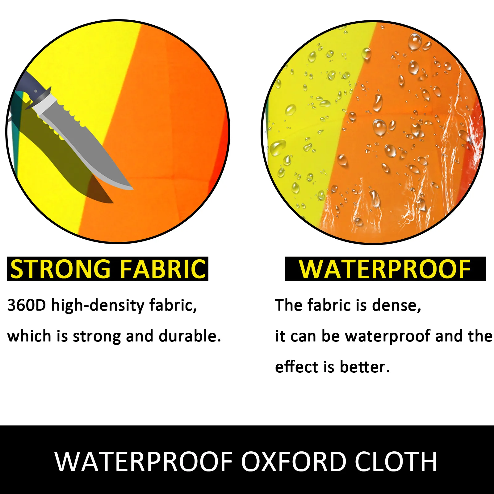 El arco iris inflable VEVOR cuenta con una tela Oxford resistente, duradera e impermeable.