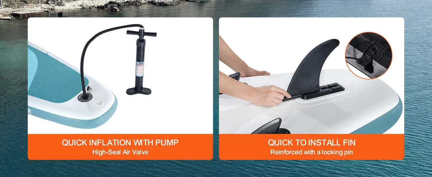 Inflado rápido de la tabla de surf de remo inflable VEVOR con bomba e instalación de aleta con pasador de bloqueo.