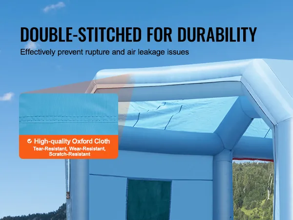 VEVOR inflatable paint booth made of high-quality oxford cloth with double-stitched durability.