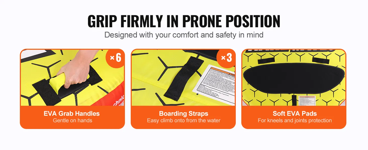 VEVOR towable tube featuring eva grab handles, boarding straps, and soft eva pads for comfort and safety.