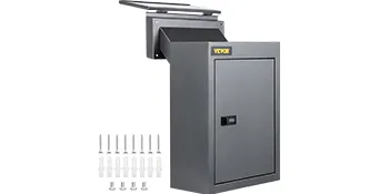 VEVOR drop box with wall mount, secure door, and included installation hardware.