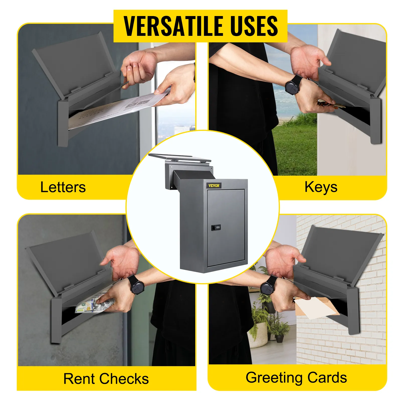 VEVOR drop box for letters, keys, rent checks, and greeting cards. versatile uses.