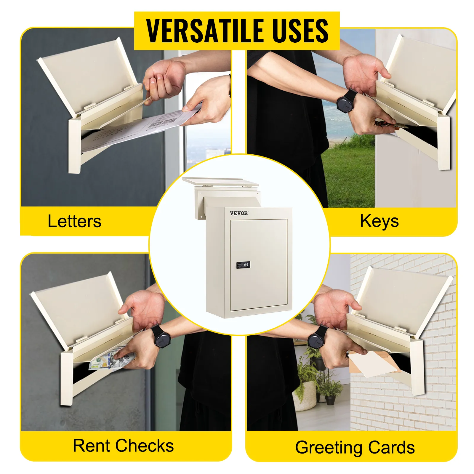 VEVOR drop box for letters, keys, rent checks, and greeting cards. versatile uses.