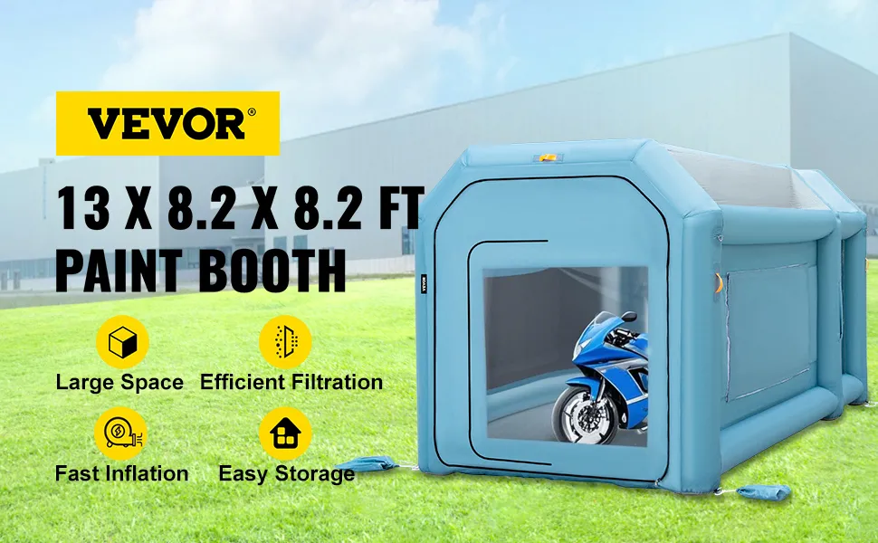Cabina de pintura inflable VEVOR con gran espacio, filtración eficiente e inflado rápido.