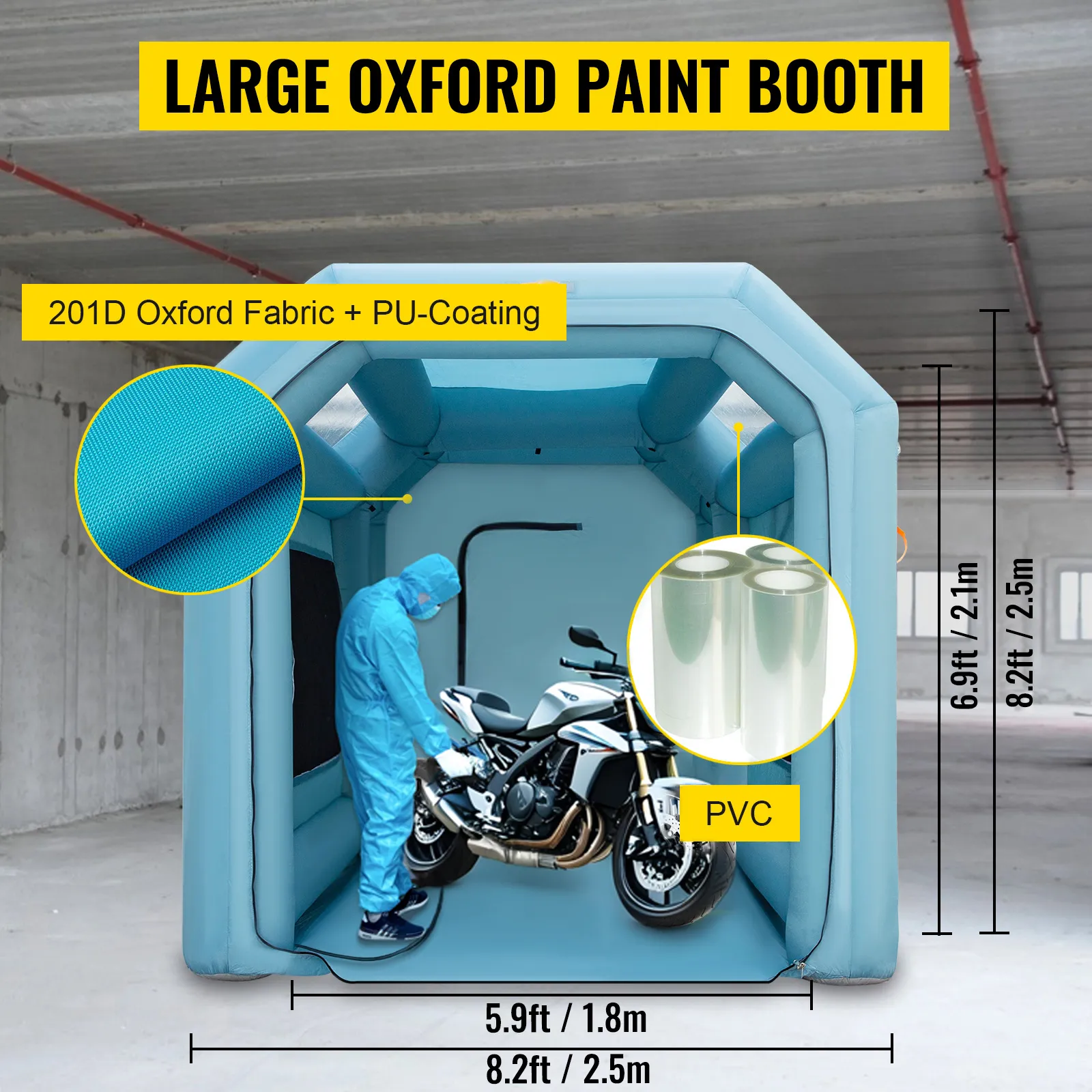 Cabina de pintura inflable VEVOR con tela oxford 201d y revestimiento de pvc para artículos grandes.