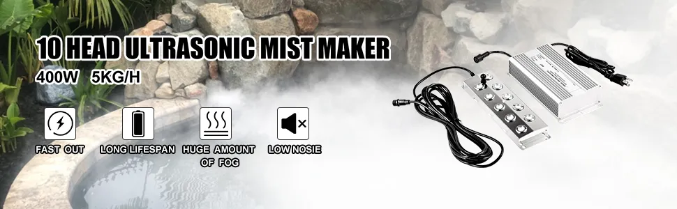 VEVOR mist maker, 10 head ultrasonic mist maker with 400w, 5kg/h, fast output.