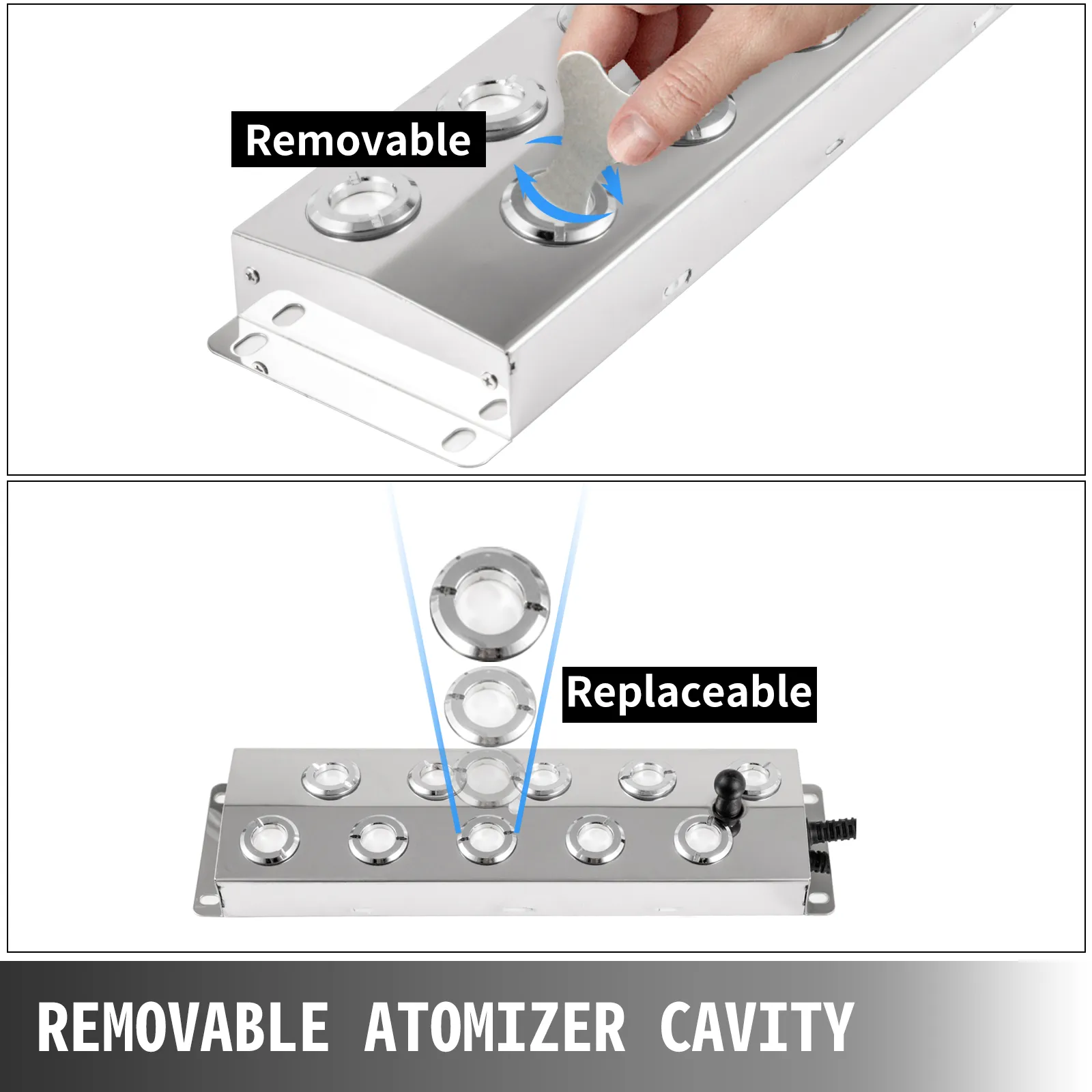 VEVOR mist maker with removable and replaceable atomizer cavity.