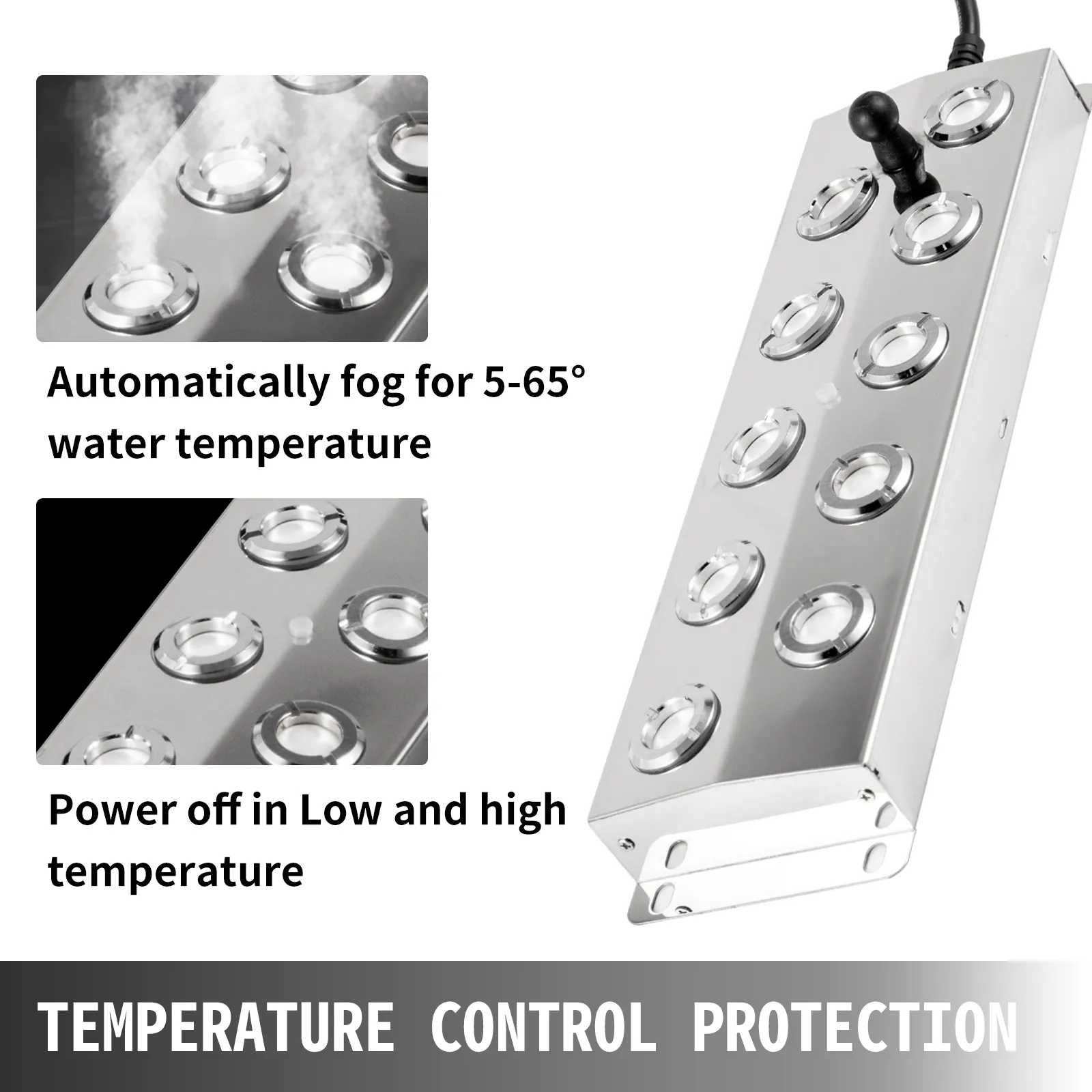 VEVOR mist maker with temperature control and auto shut-off for safety.